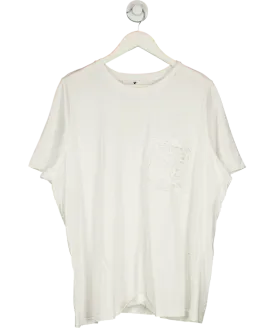 Very White Embroidered Crochet Pocket T-shirt UK 26