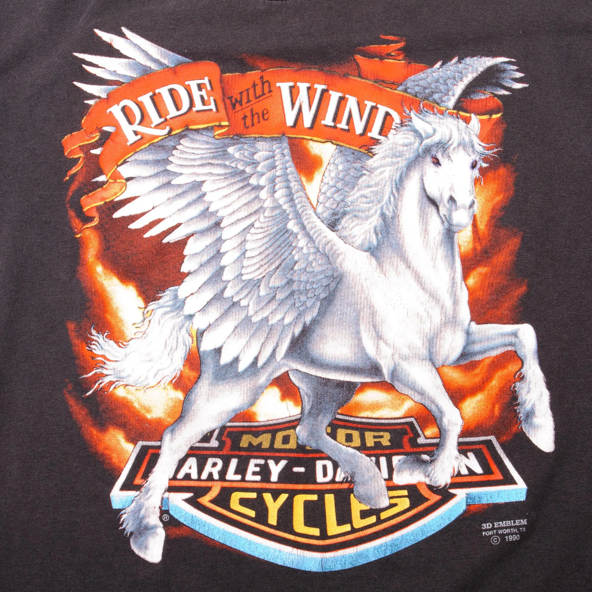 VINTAGE 3D EMBLEM HARLEY DAVIDSON TEE SHIRT 1990 SIZE MEDIUM MADE IN USA