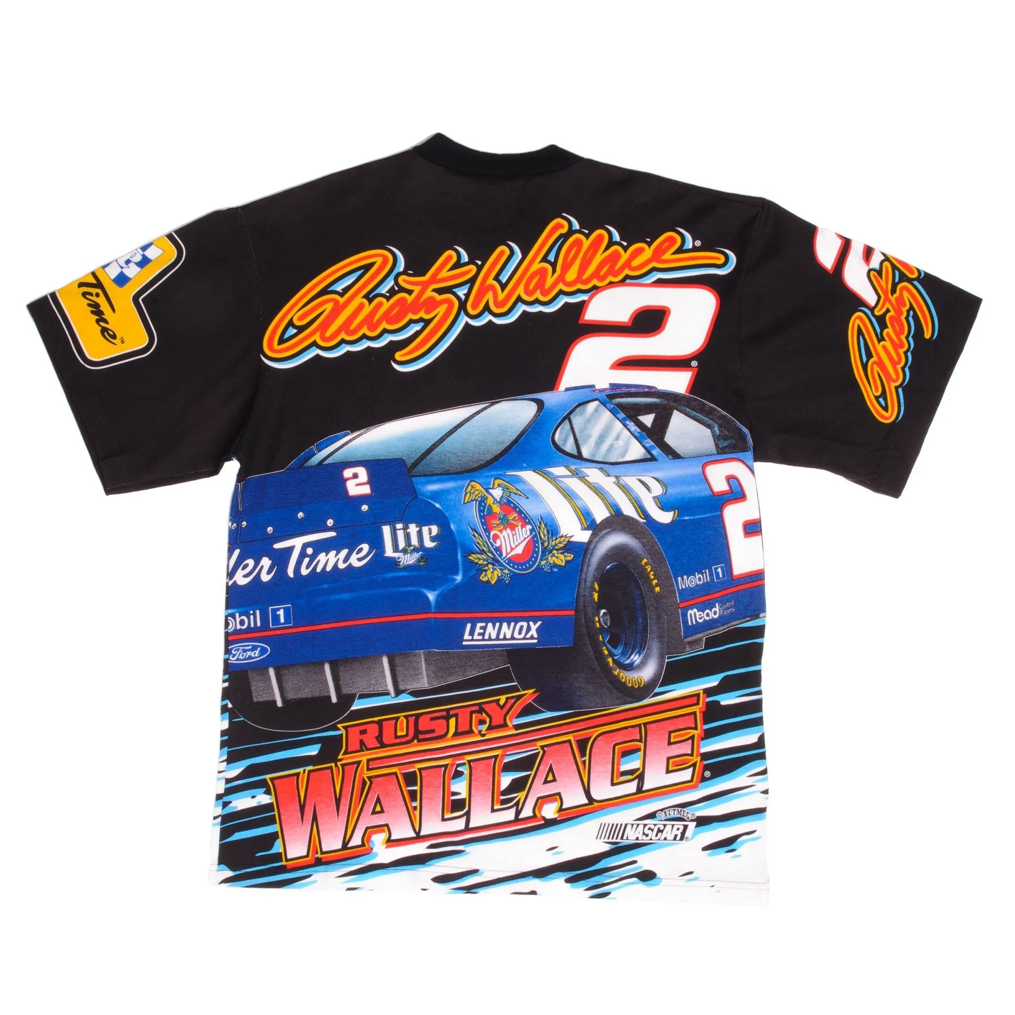 VINTAGE DEADSTOCK ALL OVER PRINT NASCAR WALLACE 1996 TEE SHIRT LARGE MADE IN USA