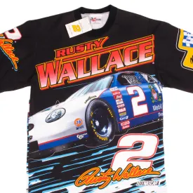 VINTAGE DEADSTOCK ALL OVER PRINT NASCAR WALLACE 1996 TEE SHIRT LARGE MADE IN USA