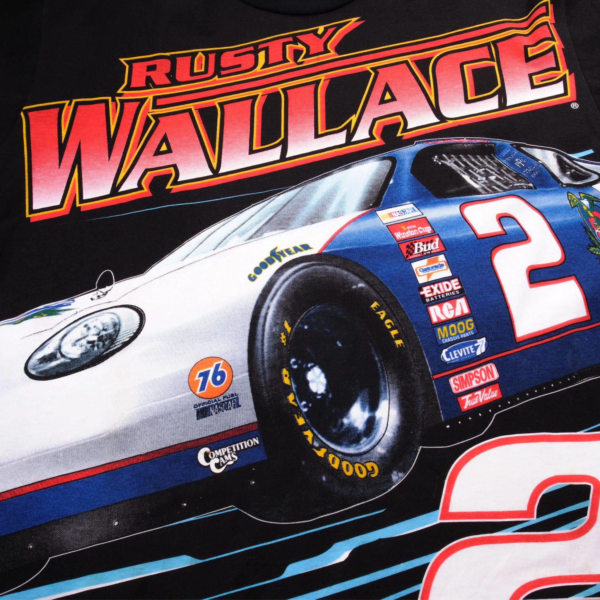 VINTAGE DEADSTOCK ALL OVER PRINT NASCAR WALLACE 1996 TEE SHIRT LARGE MADE IN USA