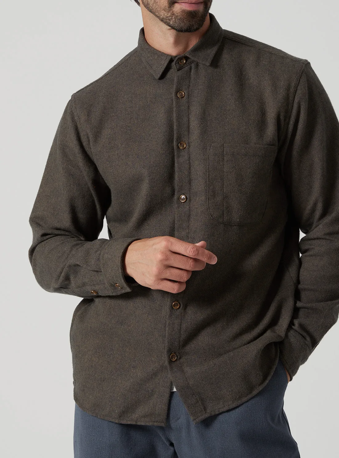 Weathervane Flannel –  Dark Olive Twill