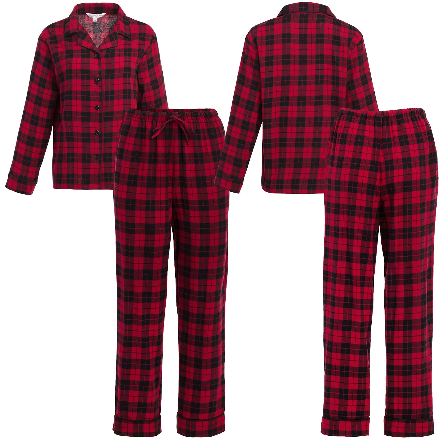 Women's Classic Cotton Flannel Pajamas with Pockets