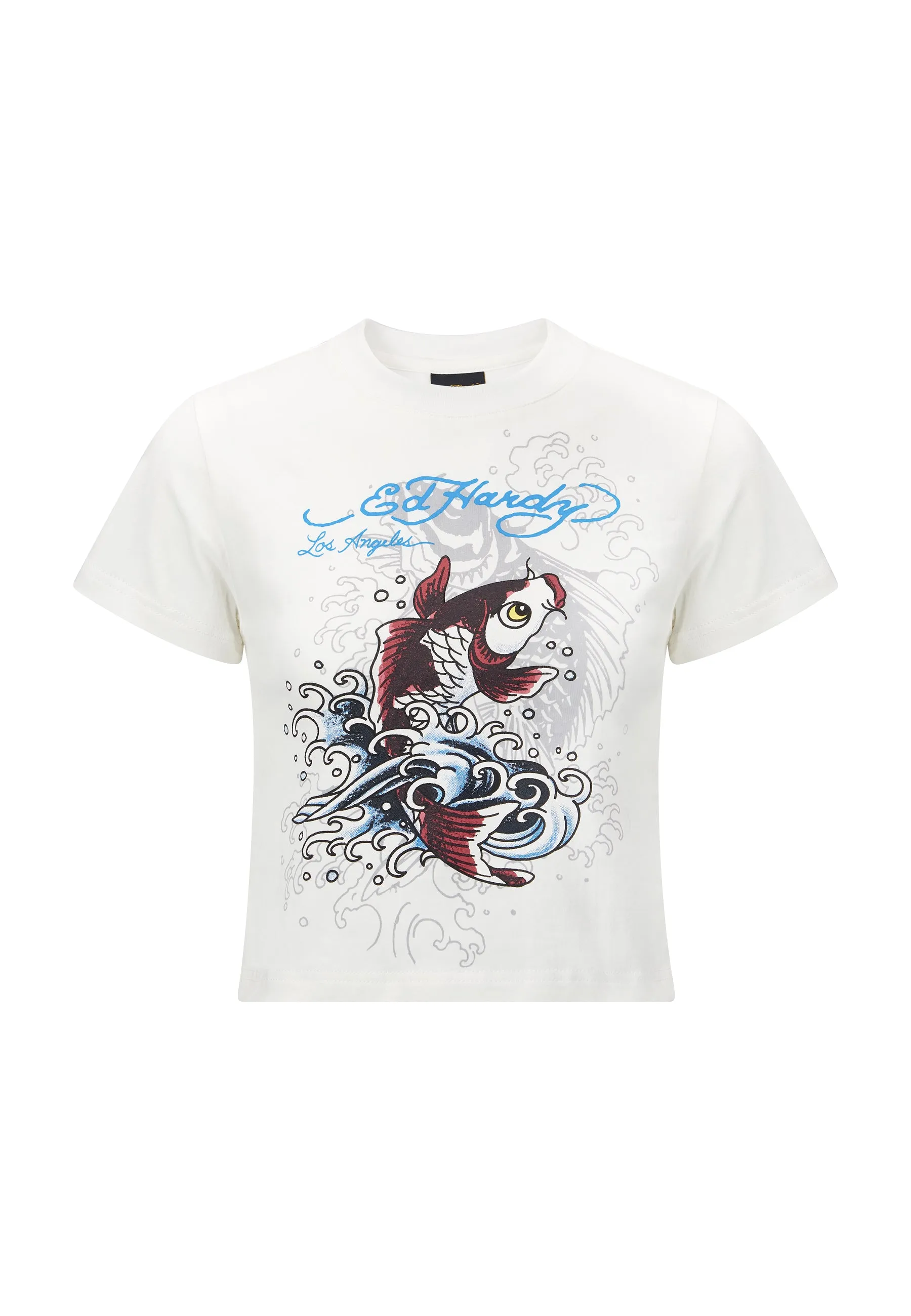 Womens Koi Wave Baby T-Shirt - White